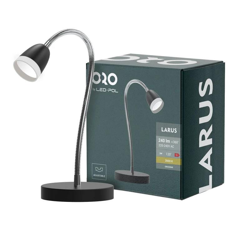 Lampka biurkowa LARUS LED 3W 240lm czarna ORO LARUS LED B ORO33049 LED-POL