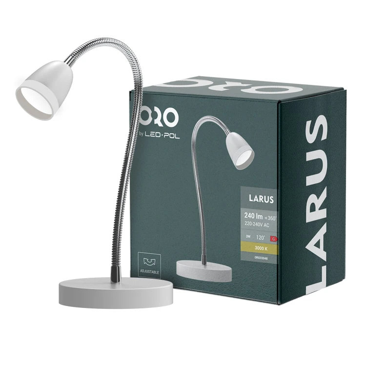 Lampka biurkowa LARUS LED 3W 240lm biała ORO LARUS LED W ORO33048 LED-POL