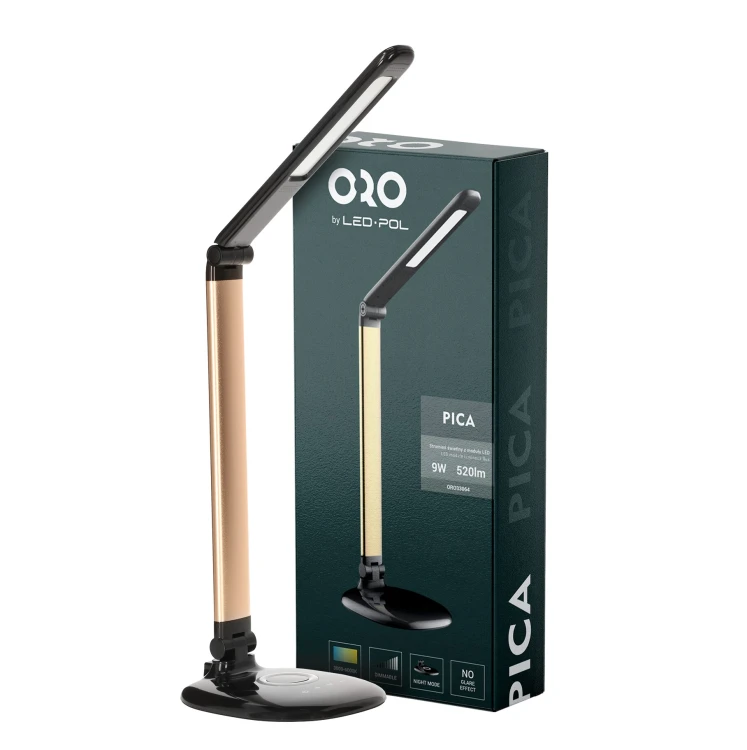 Lampka biurkowa PICA LED 9W 520lm czarno-złota ORO PICA LED B/G ORO33064 LED-POL
