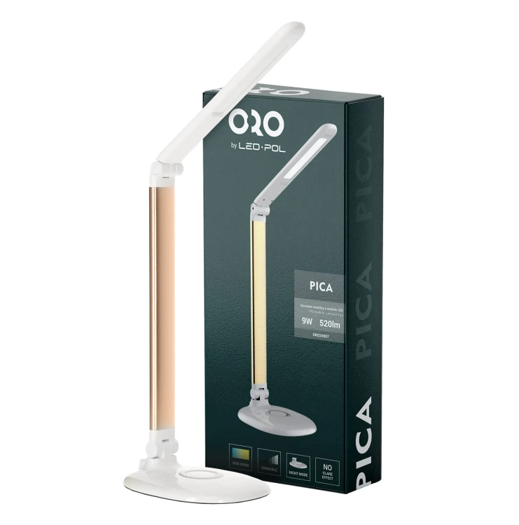 Lampka biurkowa PICA LED 9W 520lm biało-złota ORO PICA LED W/G ORO33057 LED-POL