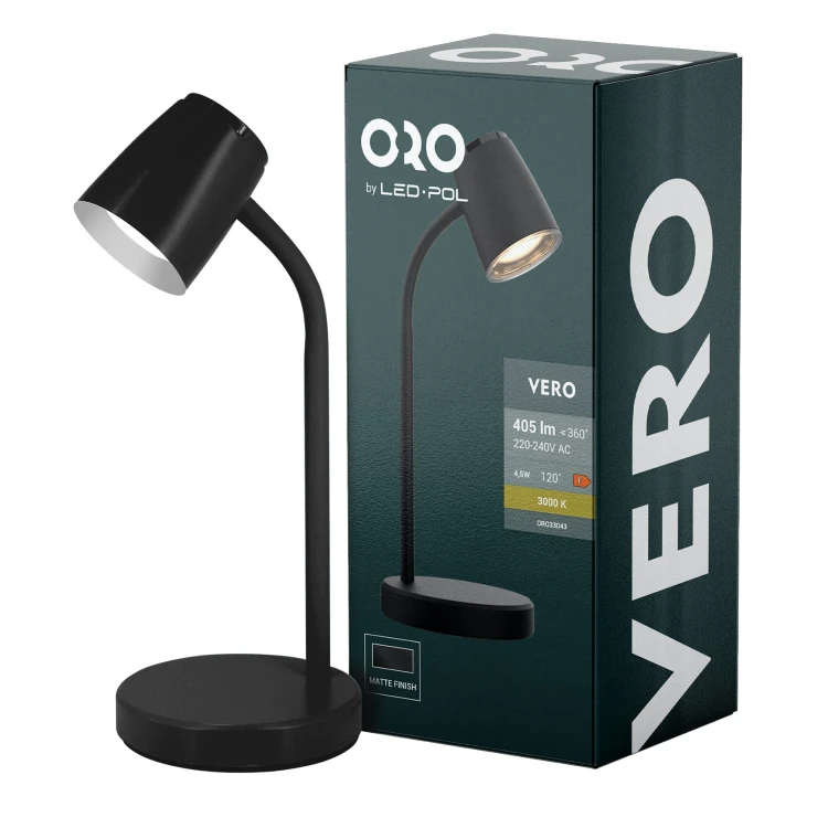 Lampka biurkowa VERO LED 4,5W 405lm czarna ORO VERO LED B ORO33043 LED-POL