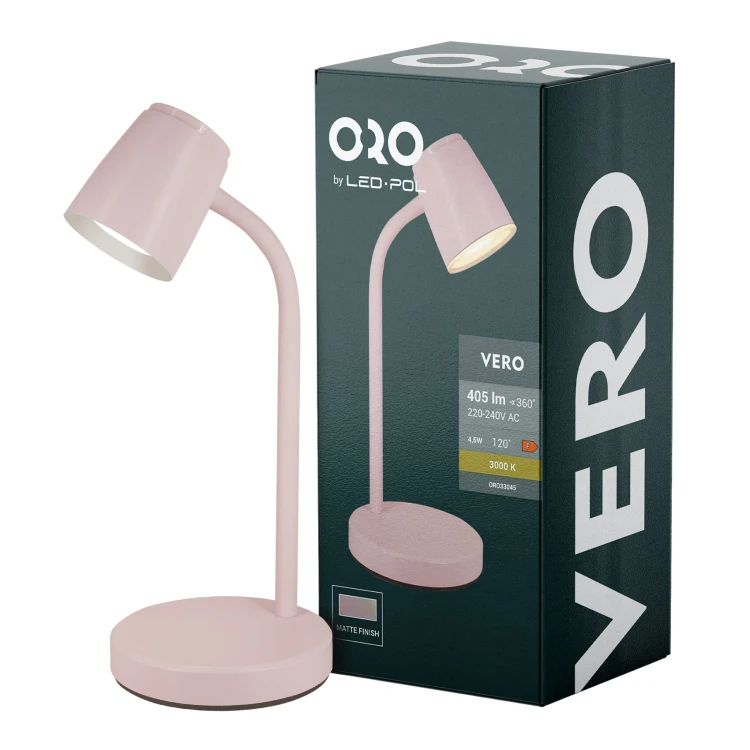 Lampka biurkowa VERO LED 4,5W 405lm różowa ORO VERO LED P ORO33045 LED-POL