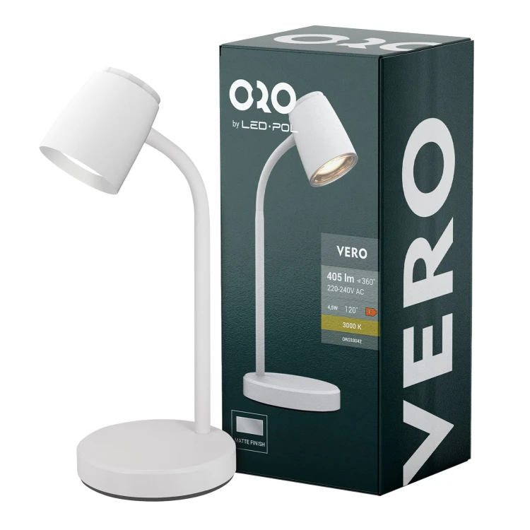Lampka biurkowa VERO LED 4,5W 405lm biała ORO VERO LED W ORO33042 LED-POL