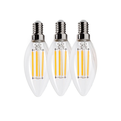 Żarówka LED filament E14 ciepła biała 4W 440lm WW 3 szt.ORO 3XE14 C35 FL 4W WW ORO33107 LED-POL
