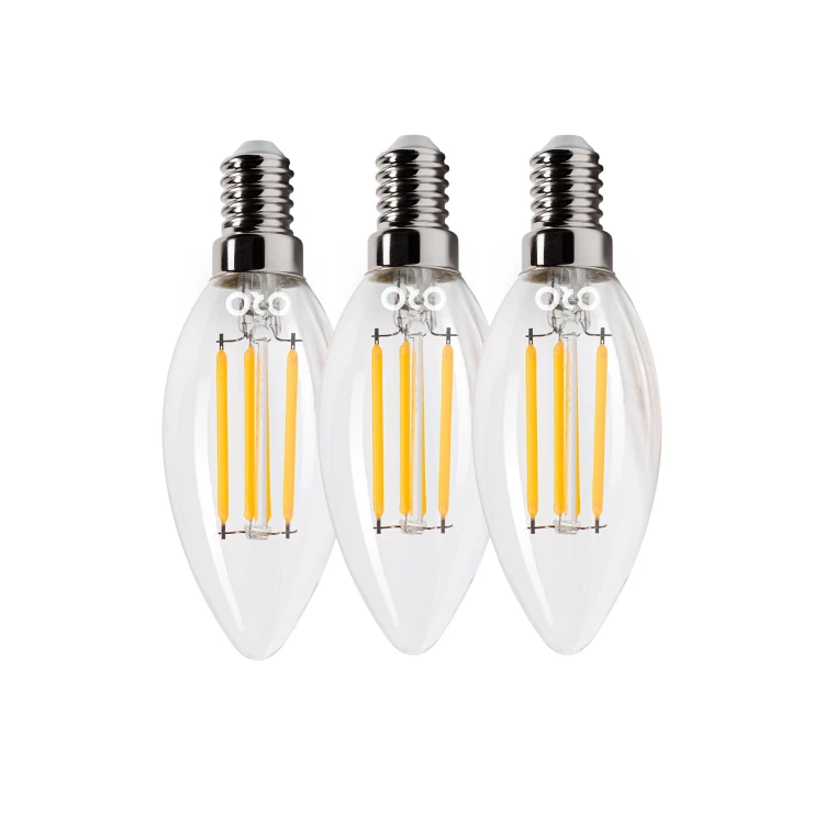 Żarówka LED filament E14 ciepła biała 4W 440lm WW 3 szt.ORO 3XE14 C35 FL 4W WW ORO33107 LED-POL