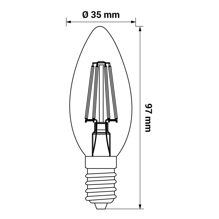 Żarówka LED filament E14 ciepła biała 4W 440lm WW 3 szt.ORO 3XE14 C35 FL 4W WW ORO33107 LED-POL