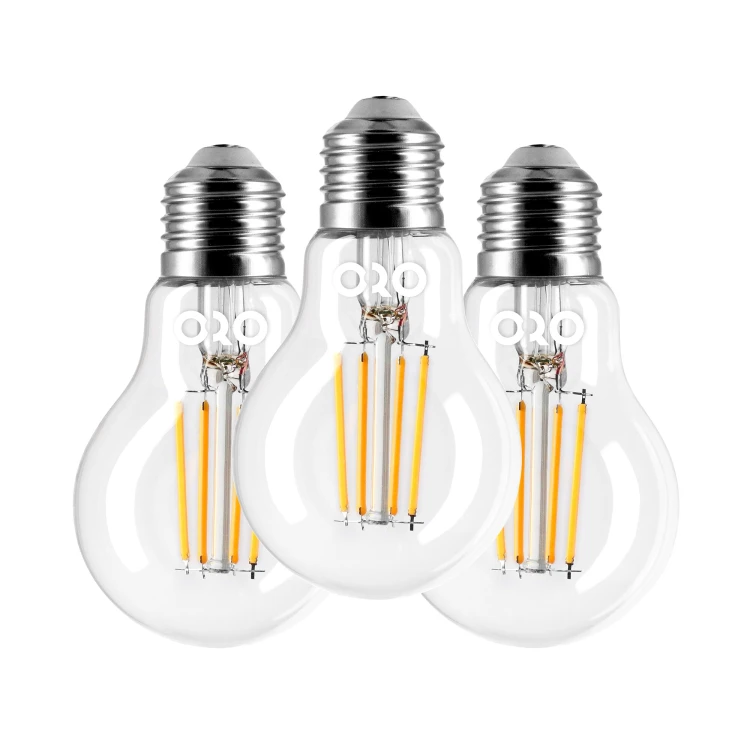 Żarówka LED filament E27 ciepła biała 7W 808lm WW 3 szt.ORO 3XE27 A60 FL 7W WW ORO33106 LED-POL
