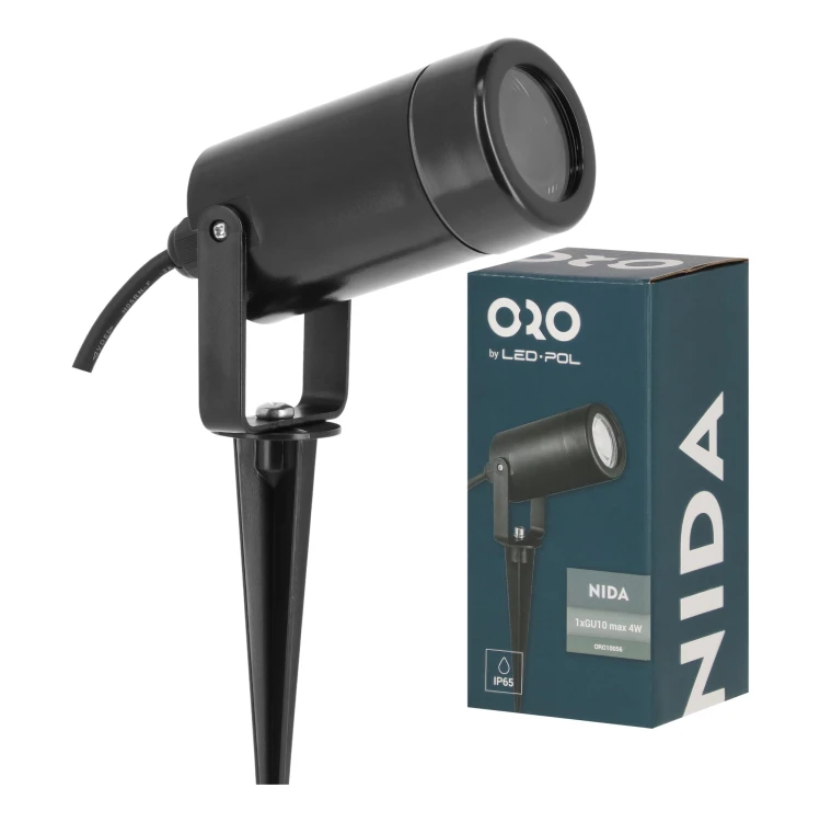 Oprawa elewacyjna NIDA GU10 1x4W IP65 czarna ORO NIDA GU10 ORO10056 LED-POL