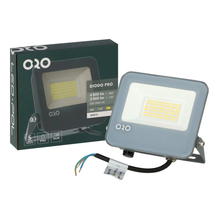 Naświetlacz LED DIODO PRO szary 30W 3900lm NW IP65 PF 0,9ORO DIODO PRO 30W NW ORO33129 LED-POL