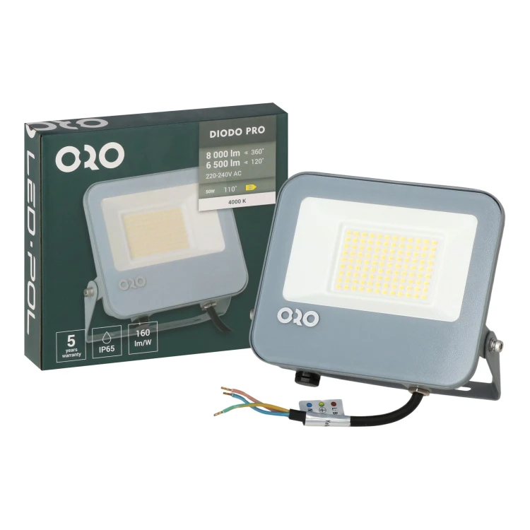 Naświetlacz LED DIODO PRO szary 50W 6500lm NW IP65 PF 0,9ORO DIODO PRO 50W NW ORO33130 LED-POL