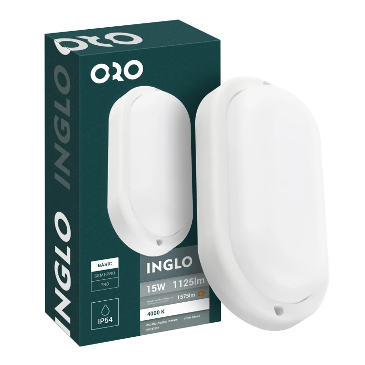 Oprawa kanałowa INGLO owalna 15W 1125lm NW IP54 białaORO INGLO LED S 15W NW ORO33272 LED-POL