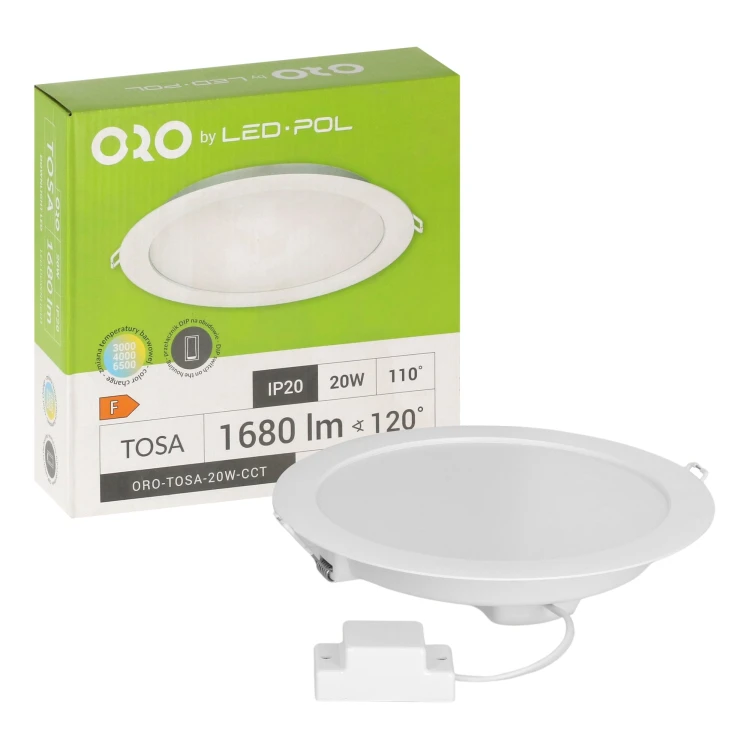 Oprawa typu downlight TOSA CCT biała 20W 1600lm IP20ORO TOSA 20W CCT ORO21032 LED-POL