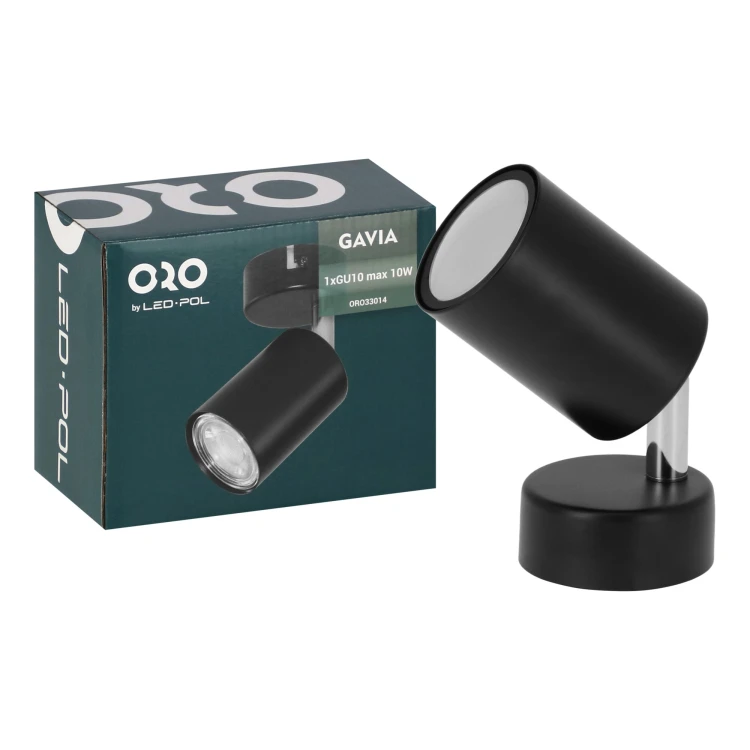 Oprawa typu spot GAVIA GU10 1x10W czarna ORO GAVIA 1XGU10 B ORO33014 LED-POL