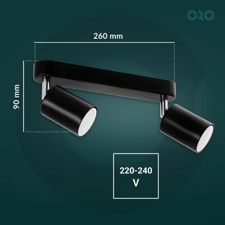 Oprawa typu spot GAVIA GU10 2x10W czarna ORO GAVIA 2XGU10 B ORO33015 LED-POL