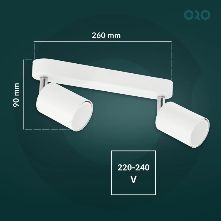 Oprawa typu spot GAVIA GU10 2x10W biała ORO GAVIA 2XGU10 W ORO33010 LED-POL