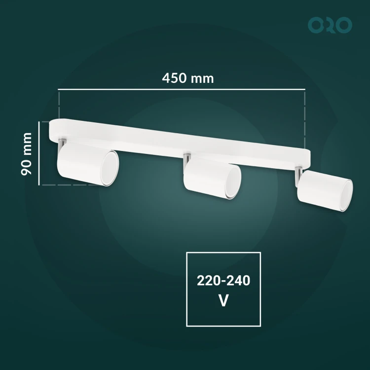Oprawa typu spot GAVIA GU10 3x10W biała ORO GAVIA 3XGU10 W  ORO33011 LED-POL