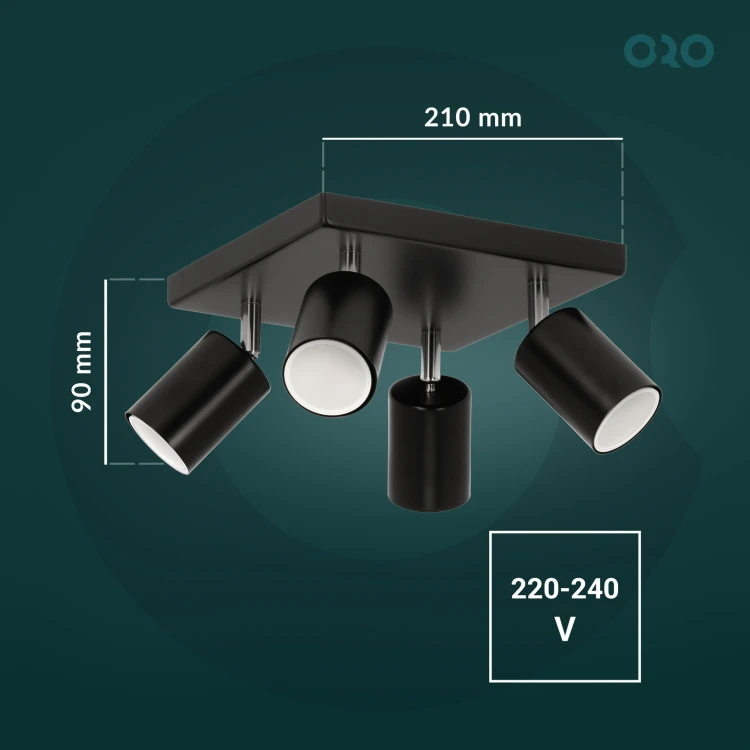 Oprawa typu spot GAVIA GU10 4x10W czarna ORO GAVIA 4XGU10 B ORO33017 LED-POL