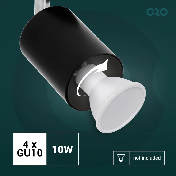 Oprawa typu spot GAVIA GU10 4x10W czarna ORO GAVIA 4XGU10 B ORO33017 LED-POL