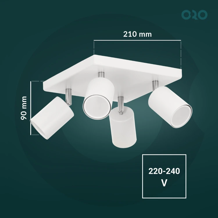Oprawa typu spot GAVIA GU10 4x10W biała ORO GAVIA 4XGU10 W ORO33012 LED-POL