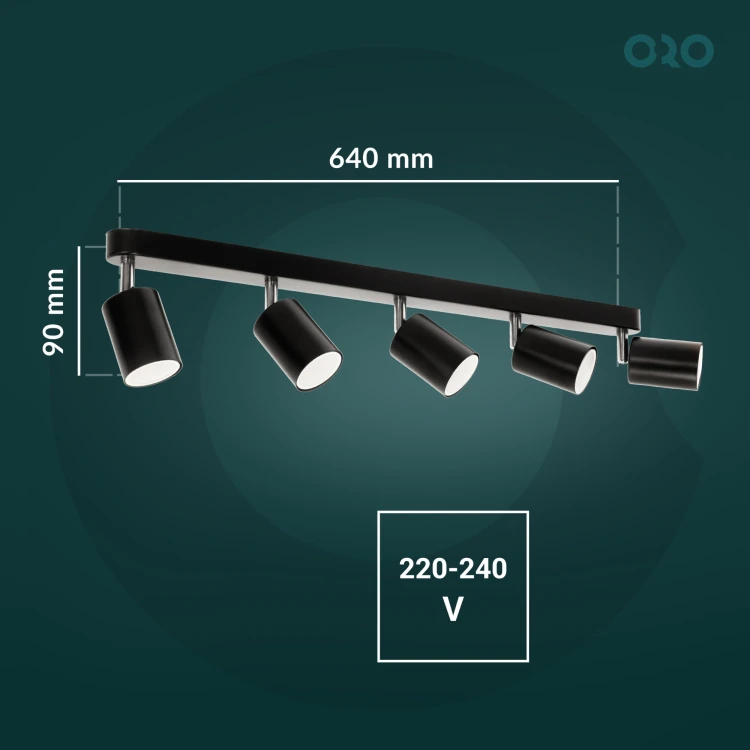 Oprawa typu spot GAVIA GU10 5x10W czarna ORO GAVIA 5XGU10 B ORO33018 LED-POL