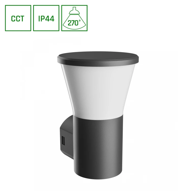 STELLA ROUND WALL GU10 6W CCT 230V 270ST IP44 IK08 155X160X230mm Czarny Okrągła Elewacyjna SLI003059CCT_PW SPECTRUM LED