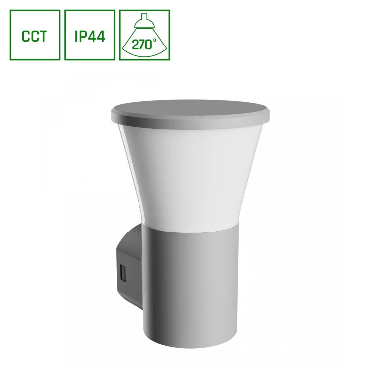 STELLA ROUND WALL GU10 6W CCT 230V 270ST IP44 IK08155X160X230mm Szary Okrągła Elewacyjna SLI003060CCT_PW SPECTRUM LED
