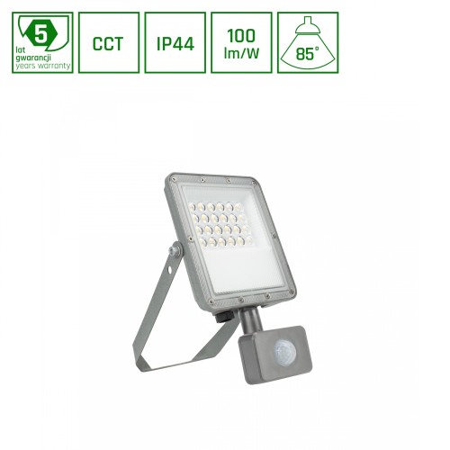 NOCTIS MAX CCT Naświetlacz 20W CCT 230V IP44 217x131x53mm Szary Czujnik Ruchu 5 Lat Gwarancji SLI029082CCT_PW_SENSOR SPECTRUM LED