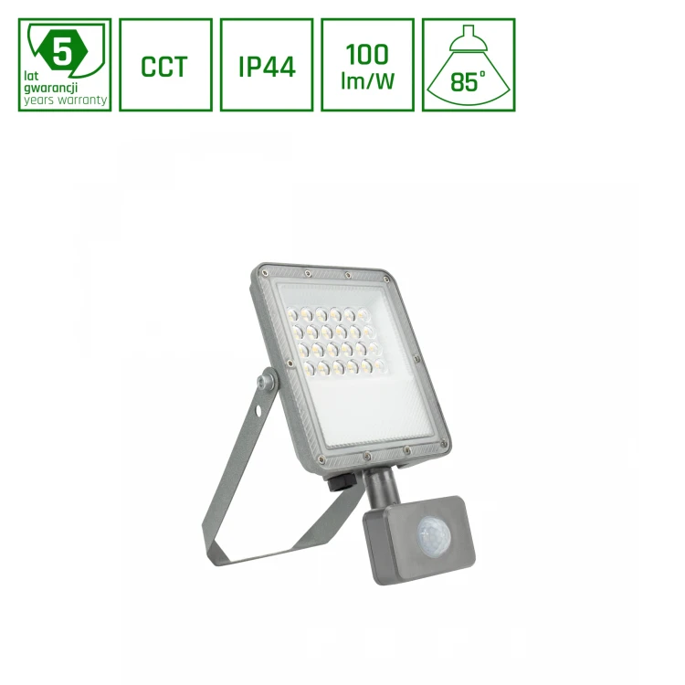 NOCTIS MAX CCT Naświetlacz 20W CCT 230V IP44 217x131x53mm Szary Czujnik Ruchu 5 Lat Gwarancji SLI029082CCT_PW_SENSOR SPECTRUM LED