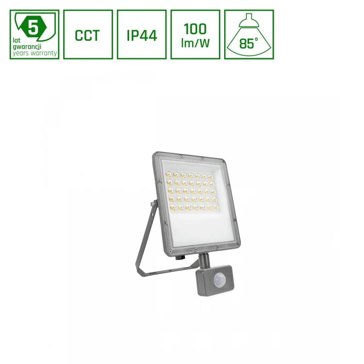 NOCTIS MAX CCT Naświetlacz 30W CCT 230V IP44 245x150x53mm Szary Czujnik Ruchu 5 Lat Gwarancji SLI029083CCT_PW_SENSOR SPECTRUM LED