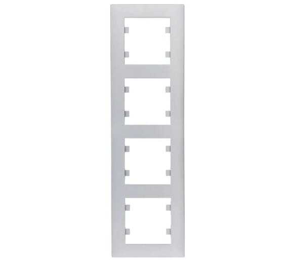 Ramka Poczwórna 4-krotna Srebrna Lumina Intense WL5642 HAGER POLO IP20 pionowa 4-poczwórna szary srebrny