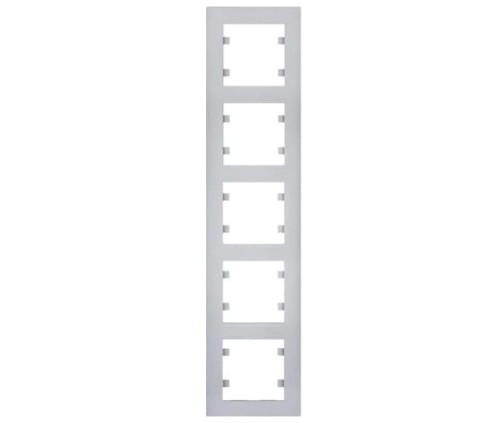 Ramka Pięciokrotna 5-krotna Srebrna Lumina Intense WL5652 HAGER POLO IP20 pionowa 5-pięciokrotna szary srebrny