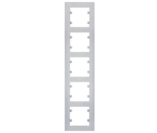 Ramka Pięciokrotna 5-krotna Srebrna Lumina Intense WL5652 HAGER POLO IP20 pionowa 5-pięciokrotna szary srebrny