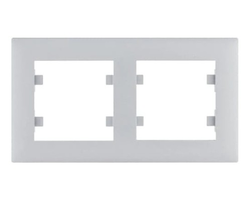 Ramka Podwójna 2-krotna Srebrna Lumina Intense WL5722 HAGER POLO IP20 pozioma 2-podwójna szary srebrny