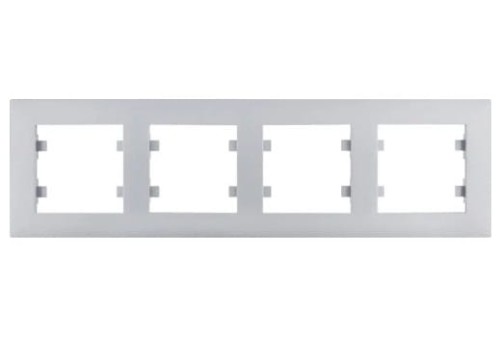 Ramka Poczwórna 4-krotna Srebrna Lumina Intense WL5742 HAGER POLO IP20 pozioma 4-poczwórna szary srebrny