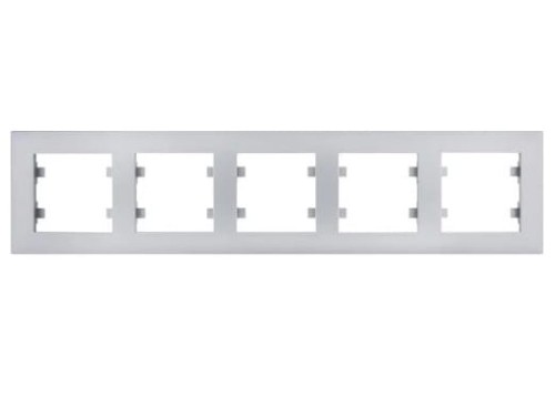 Ramka Pięciokrotna 5-krotna Srebrna Lumina Intense WL5752 HAGER POLO IP20 pozioma 5-pięciokrotna szary srebrny