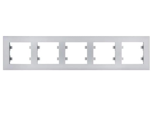 Ramka Pięciokrotna 5-krotna Srebrna Lumina Intense WL5752 HAGER POLO IP20 pozioma 5-pięciokrotna szary srebrny