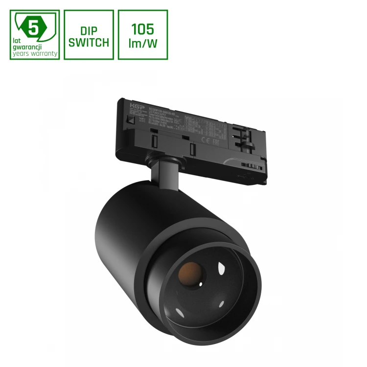 PAVA POINT na Szynoprzewód 3F 6-20W 230V NW 8-45ST IP20 RA90 82X160X222mm Czarny 5 Lat Gwarancji SLI033040NW_PW SPECTRUM LED