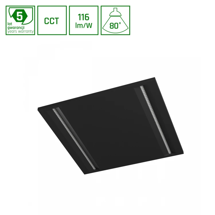ALGINE LINE Panel 40W 3CCT 230V 80ST IP20 600x600x19mm Czarny UGR<16 5 Lat Gwarancji SLI035050CCT_BLACK_PW SPECTRUM LED