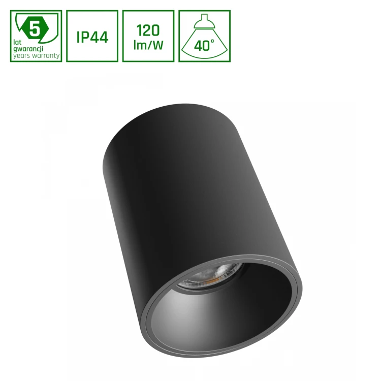 ORBITO Natynkowa 10W NW 230V 40ST IP44 UGR<19 RA90 FI75X100mm Czarny Okrągła 5 Lat Gwarancji SLI043037NW_PW SPECTRUM LED