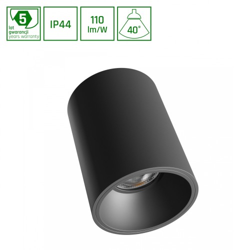 ORBITO Natynkowa 10W WW 230V 40ST IP44 UGR<19 RA90 FI75X100mm Czarny Okrągła 5 Lat Gwarancji SLI043037WW_PW SPECTRUM LED