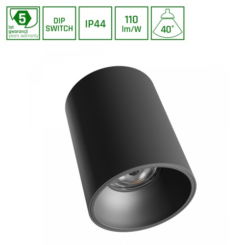 ORBITO Natynkowa 14-27W WW 230V 40ST IP44 UGR<19 RA90 FI115X152mm Czarny Okrągła 5 Lat Gwarancji SLI043039WW_PW SPECTRUM LED