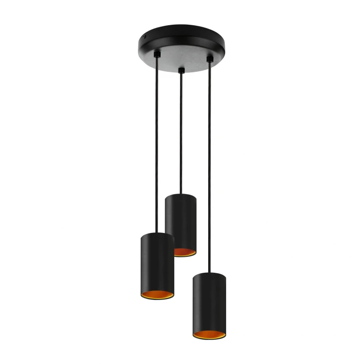 CHLOE GU10 X 3 GU10 Zwieszana 250V IP20 3x70x125mm Czarny Złoty Okrągła baza Okrągła SLIP005006 SPECTRUM LED