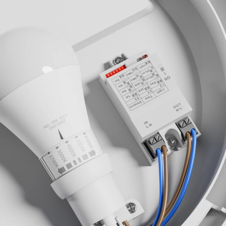 NYMPHEA OMNI WHITE SENSE E27 230V IP65 IK08 FI300X90mm Biały Okrągła Czujnik Ruchu SLIP031055 SPECTRUM LED