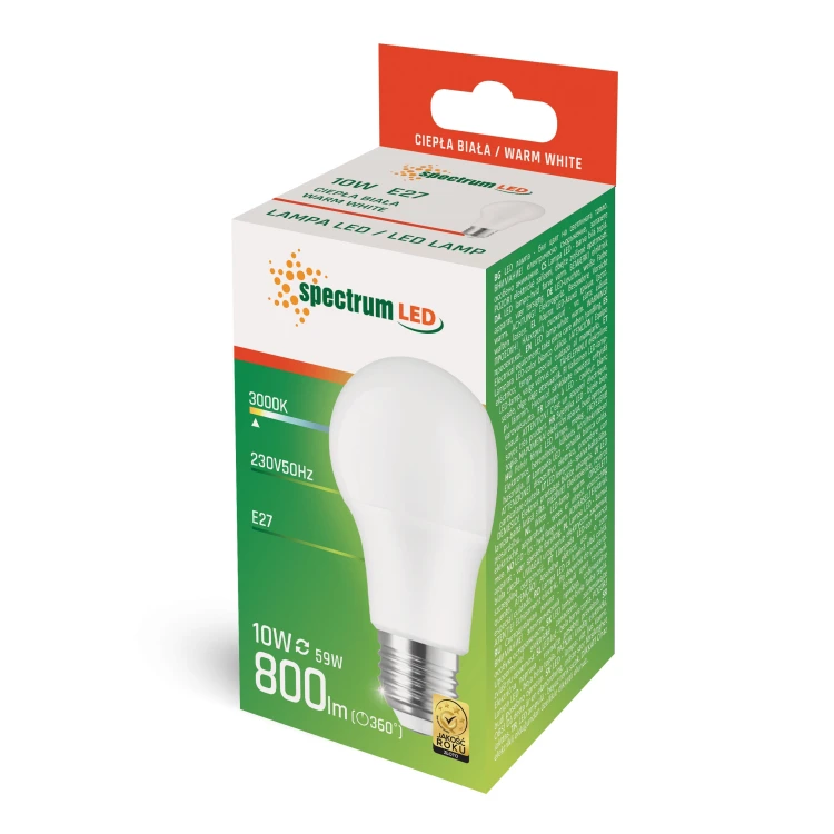 LED GLS E-27 230V 10W WW + WOJ+13902_270ST SPECTRUM LED