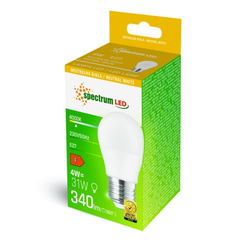 LED Kulka E-27 230V 4W NW WOJ+14505_4W SPECTRUM LED