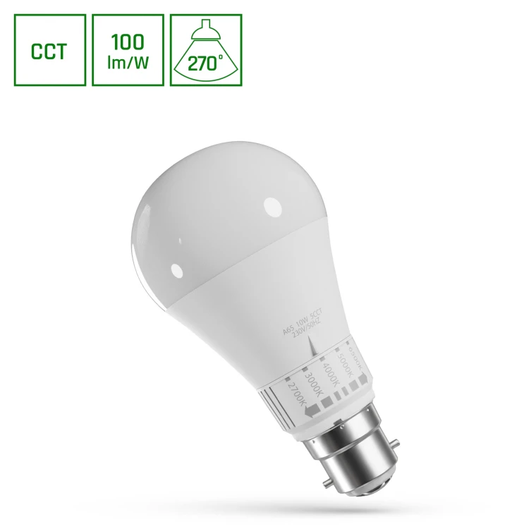 LED GLS B-22 230V 10W 5CCT WOJ+14721 SPECTRUM LED