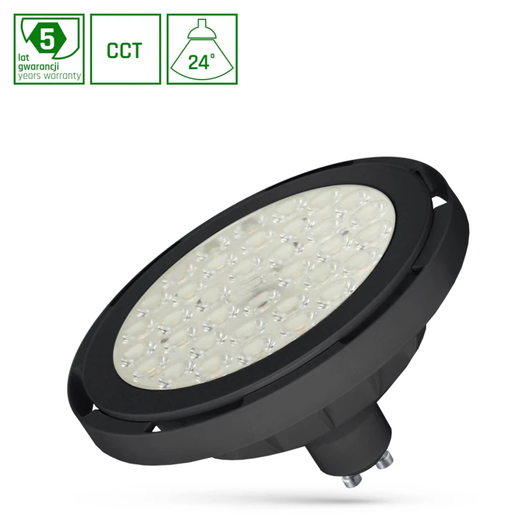 LED AR111 GU10 230V 8.5W SMD 24ST CCT Czarny 5 Lat Gwarancji WOJ+16893 SPECTRUM LED