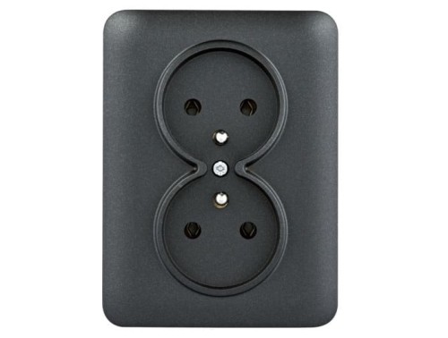 lumina Gniazdo z uziemieniem podwójne kompletne, czarny WL1223 Intense Passion Soul HAGER POLO