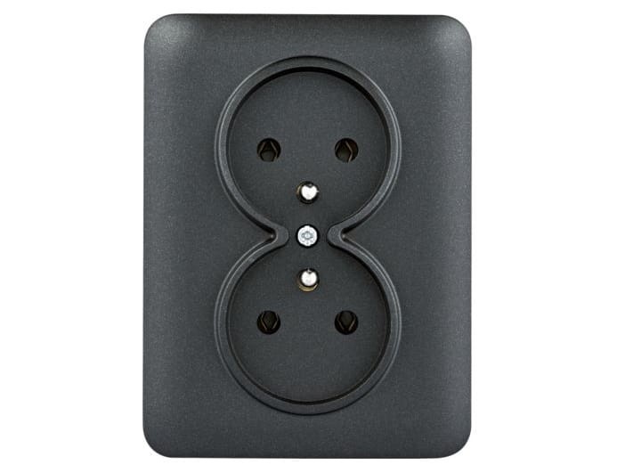 lumina Gniazdo z uziemieniem podwójne kompletne, czarny WL1223 Intense Passion Soul HAGER POLO