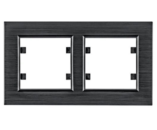 lumina passion Ramka 2-krotna pozioma, aluminium czarne WL9223 HAGER POLO